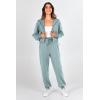 imagePRETTYGARDEN Womens 2 Piece Tracksuit Outfits Long Sleeve Zip Up Sweatshirt Drawstring Sweatpants Lounge SetGreen