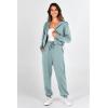 imagePRETTYGARDEN Womens 2 Piece Tracksuit Outfits Long Sleeve Zip Up Sweatshirt Drawstring Sweatpants Lounge SetGreen