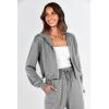 imagePRETTYGARDEN Womens 2 Piece Tracksuit Outfits Long Sleeve Zip Up Sweatshirt Drawstring Sweatpants Lounge SetGrey