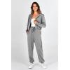 imagePRETTYGARDEN Womens 2 Piece Tracksuit Outfits Long Sleeve Zip Up Sweatshirt Drawstring Sweatpants Lounge SetGrey
