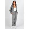 imagePRETTYGARDEN Womens 2 Piece Tracksuit Outfits Long Sleeve Zip Up Sweatshirt Drawstring Sweatpants Lounge SetGrey