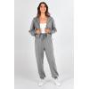 imagePRETTYGARDEN Womens 2 Piece Tracksuit Outfits Long Sleeve Zip Up Sweatshirt Drawstring Sweatpants Lounge SetGrey