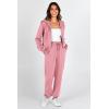 imagePRETTYGARDEN Womens 2 Piece Tracksuit Outfits Long Sleeve Zip Up Sweatshirt Drawstring Sweatpants Lounge SetPink