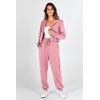 imagePRETTYGARDEN Womens 2 Piece Tracksuit Outfits Long Sleeve Zip Up Sweatshirt Drawstring Sweatpants Lounge SetPink