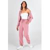 imagePRETTYGARDEN Womens 2 Piece Tracksuit Outfits Long Sleeve Zip Up Sweatshirt Drawstring Sweatpants Lounge SetPink