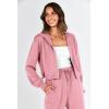 imagePRETTYGARDEN Womens 2 Piece Tracksuit Outfits Long Sleeve Zip Up Sweatshirt Drawstring Sweatpants Lounge SetPink