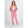 imagePRETTYGARDEN Womens 2 Piece Tracksuit Outfits Long Sleeve Zip Up Sweatshirt Drawstring Sweatpants Lounge SetPink