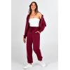 imagePRETTYGARDEN Womens 2 Piece Tracksuit Outfits Long Sleeve Zip Up Sweatshirt Drawstring Sweatpants Lounge SetWine Red