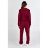 imagePRETTYGARDEN Womens 2 Piece Tracksuit Outfits Long Sleeve Zip Up Sweatshirt Drawstring Sweatpants Lounge SetWine Red