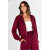 imagePRETTYGARDEN Womens 2 Piece Tracksuit Outfits Long Sleeve Zip Up Sweatshirt Drawstring Sweatpants Lounge SetWine Red