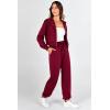 imagePRETTYGARDEN Womens 2 Piece Tracksuit Outfits Long Sleeve Zip Up Sweatshirt Drawstring Sweatpants Lounge SetWine Red