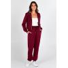 imagePRETTYGARDEN Womens 2 Piece Tracksuit Outfits Long Sleeve Zip Up Sweatshirt Drawstring Sweatpants Lounge SetWine Red