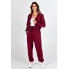 imagePRETTYGARDEN Womens 2 Piece Tracksuit Outfits Long Sleeve Zip Up Sweatshirt Drawstring Sweatpants Lounge SetWine Red