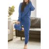imagePRETTYGARDEN Womens 2 Piece Waffle Knit Lounge Outfit Long Sleeve Henley Top and Sweatpants Set TracksuitBlue