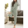 imagePRETTYGARDEN Womens 2 Piece Waffle Knit Lounge Outfit Long Sleeve Henley Top and Sweatpants Set TracksuitLight Green