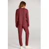 imagePRETTYGARDEN Womens 2 Piece Waffle Knit Lounge Outfit Long Sleeve Henley Top and Sweatpants Set TracksuitWine Red