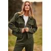 imagePRETTYGARDEN Womens 2024 Fall 2 Piece Outfits Tracksuit Long Sleeve Button Down Shacket Jacket Pockets Long Pants Casual SetArmy Green