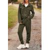 imagePRETTYGARDEN Womens 2024 Fall 2 Piece Outfits Tracksuit Long Sleeve Button Down Shacket Jacket Pockets Long Pants Casual SetArmy Green