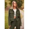 imagePRETTYGARDEN Womens 2024 Fall 2 Piece Outfits Tracksuit Long Sleeve Button Down Shacket Jacket Pockets Long Pants Casual SetArmy Green