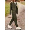 imagePRETTYGARDEN Womens 2024 Fall 2 Piece Outfits Tracksuit Long Sleeve Button Down Shacket Jacket Pockets Long Pants Casual SetArmy Green