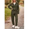 imagePRETTYGARDEN Womens 2024 Fall 2 Piece Outfits Tracksuit Long Sleeve Button Down Shacket Jacket Pockets Long Pants Casual SetArmy Green