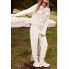 imagePRETTYGARDEN Womens 2024 Fall 2 Piece Outfits Tracksuit Long Sleeve Button Down Shacket Jacket Pockets Long Pants Casual SetBeige
