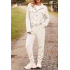 imagePRETTYGARDEN Womens 2024 Fall 2 Piece Outfits Tracksuit Long Sleeve Button Down Shacket Jacket Pockets Long Pants Casual SetBeige