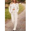 imagePRETTYGARDEN Womens 2024 Fall 2 Piece Outfits Tracksuit Long Sleeve Button Down Shacket Jacket Pockets Long Pants Casual SetBeige