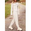imagePRETTYGARDEN Womens 2024 Fall 2 Piece Outfits Tracksuit Long Sleeve Button Down Shacket Jacket Pockets Long Pants Casual SetBeige