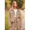 imagePRETTYGARDEN Womens 2024 Fall 2 Piece Outfits Tracksuit Long Sleeve Button Down Shacket Jacket Pockets Long Pants Casual SetDark Khaki