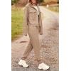 imagePRETTYGARDEN Womens 2024 Fall 2 Piece Outfits Tracksuit Long Sleeve Button Down Shacket Jacket Pockets Long Pants Casual SetDark Khaki
