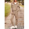 imagePRETTYGARDEN Womens 2024 Fall 2 Piece Outfits Tracksuit Long Sleeve Button Down Shacket Jacket Pockets Long Pants Casual SetDark Khaki