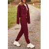 imagePRETTYGARDEN Womens 2024 Fall 2 Piece Outfits Tracksuit Long Sleeve Button Down Shacket Jacket Pockets Long Pants Casual SetWine Red