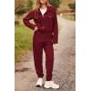imagePRETTYGARDEN Womens 2024 Fall 2 Piece Outfits Tracksuit Long Sleeve Button Down Shacket Jacket Pockets Long Pants Casual SetWine Red