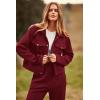imagePRETTYGARDEN Womens 2024 Fall 2 Piece Outfits Tracksuit Long Sleeve Button Down Shacket Jacket Pockets Long Pants Casual SetWine Red