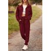 imagePRETTYGARDEN Womens 2024 Fall 2 Piece Outfits Tracksuit Long Sleeve Button Down Shacket Jacket Pockets Long Pants Casual SetWine Red
