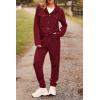 imagePRETTYGARDEN Womens 2024 Fall 2 Piece Outfits Tracksuit Long Sleeve Button Down Shacket Jacket Pockets Long Pants Casual SetWine Red