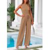 imagePRETTYGARDEN Womens Summer 2 Piece Loungewear Set Cropped Tank Top Wide Leg Sweatpants Tracksuit Casual OutfitsCamel