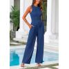 imagePRETTYGARDEN Womens Summer 2 Piece Loungewear Set Cropped Tank Top Wide Leg Sweatpants Tracksuit Casual OutfitsDark Blue