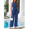 imagePRETTYGARDEN Womens Summer 2 Piece Loungewear Set Cropped Tank Top Wide Leg Sweatpants Tracksuit Casual OutfitsDark Blue