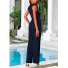 imagePRETTYGARDEN Womens Summer 2 Piece Loungewear Set Cropped Tank Top Wide Leg Sweatpants Tracksuit Casual OutfitsNavy
