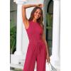 imagePRETTYGARDEN Womens Summer 2 Piece Loungewear Set Cropped Tank Top Wide Leg Sweatpants Tracksuit Casual OutfitsRose Red
