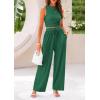 imagePRETTYGARDEN Womens Summer 2 Piece Outfits Ribbed Knit Lounge Sets Tracksuit Sleeveless Crop Tank Tops Wide Leg Casual PantsGreen
