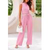 imagePRETTYGARDEN Womens Summer 2 Piece Outfits Ribbed Knit Lounge Sets Tracksuit Sleeveless Crop Tank Tops Wide Leg Casual PantsLight Pink