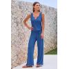 imagePRETTYGARDEN Womens Summer Casual Two Piece Outfits Sweatsuits Tank Scoop Neck Ribbed Knit Long Pants TracksuitsBlue