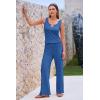 imagePRETTYGARDEN Womens Summer Casual Two Piece Outfits Sweatsuits Tank Scoop Neck Ribbed Knit Long Pants TracksuitsBlue