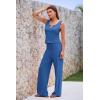 imagePRETTYGARDEN Womens Summer Casual Two Piece Outfits Sweatsuits Tank Scoop Neck Ribbed Knit Long Pants TracksuitsBlue