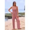 imagePRETTYGARDEN Womens Summer Casual Two Piece Outfits Sweatsuits Tank Scoop Neck Ribbed Knit Long Pants TracksuitsPink