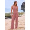 imagePRETTYGARDEN Womens Summer Casual Two Piece Outfits Sweatsuits Tank Scoop Neck Ribbed Knit Long Pants TracksuitsPink