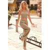 imagePRETTYGARDEN Womens Summer Casual Two Piece Outfits Sweatsuits Tank Scoop Neck Ribbed Knit Long Pants TracksuitsSolid Khaki